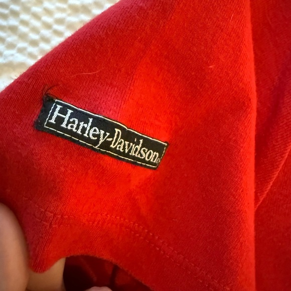 Harley Davidson Red V neck Shirt, Size XL - Picture 6 of 7